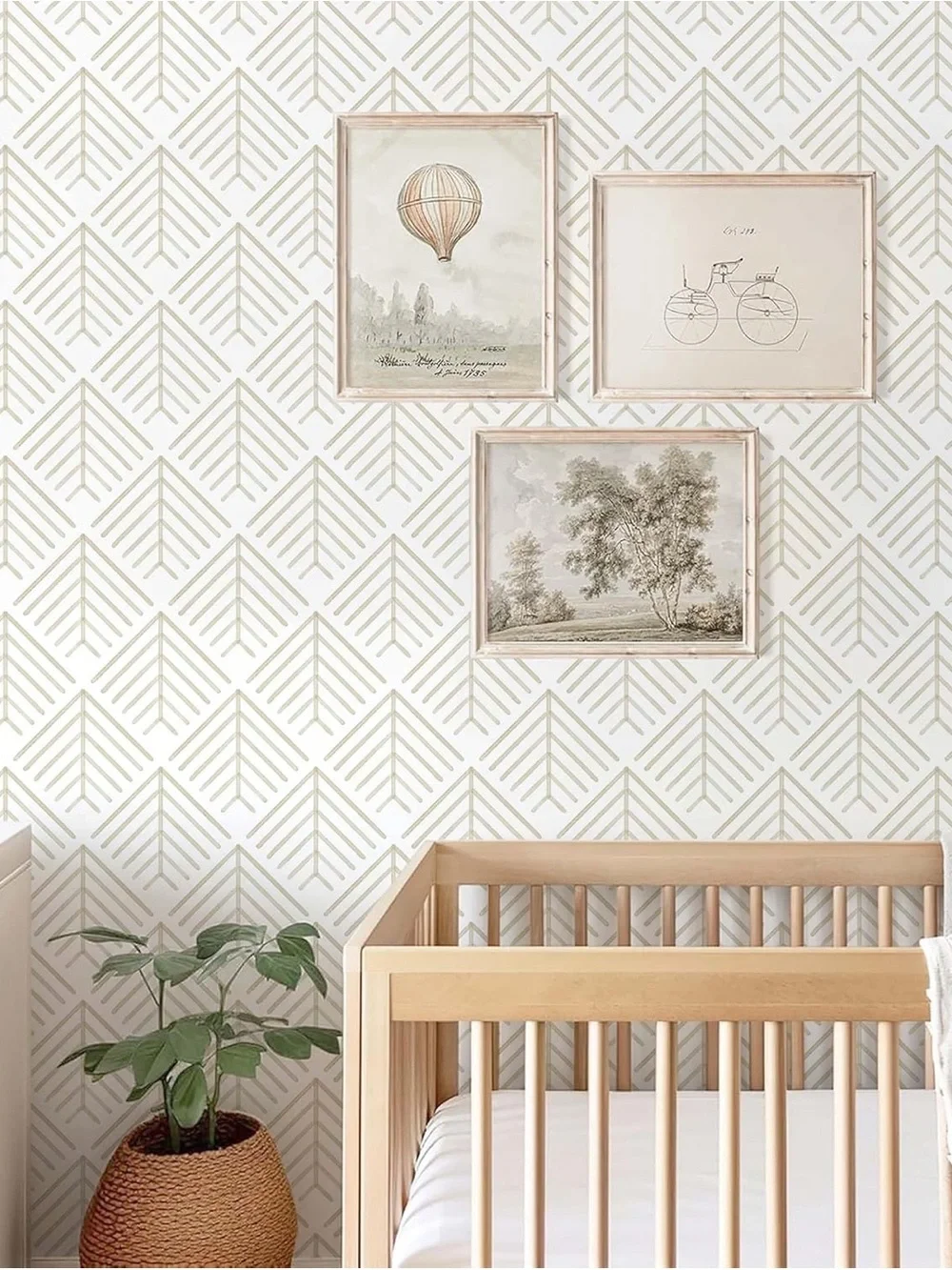 Boho Neutral Geometric Peel-and-Stick Wallpaper - White & Beige NWT